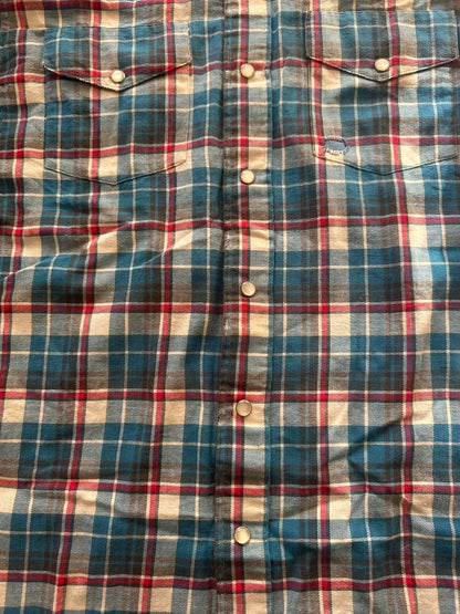 vintage plaid patchwork work shirt