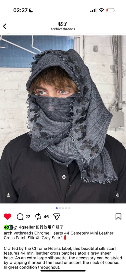 Chrome Hearts Cross Patch Grey Scarf