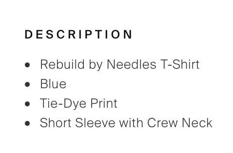 Rebuild by Needles Tie Dye 5 Cuts Tee