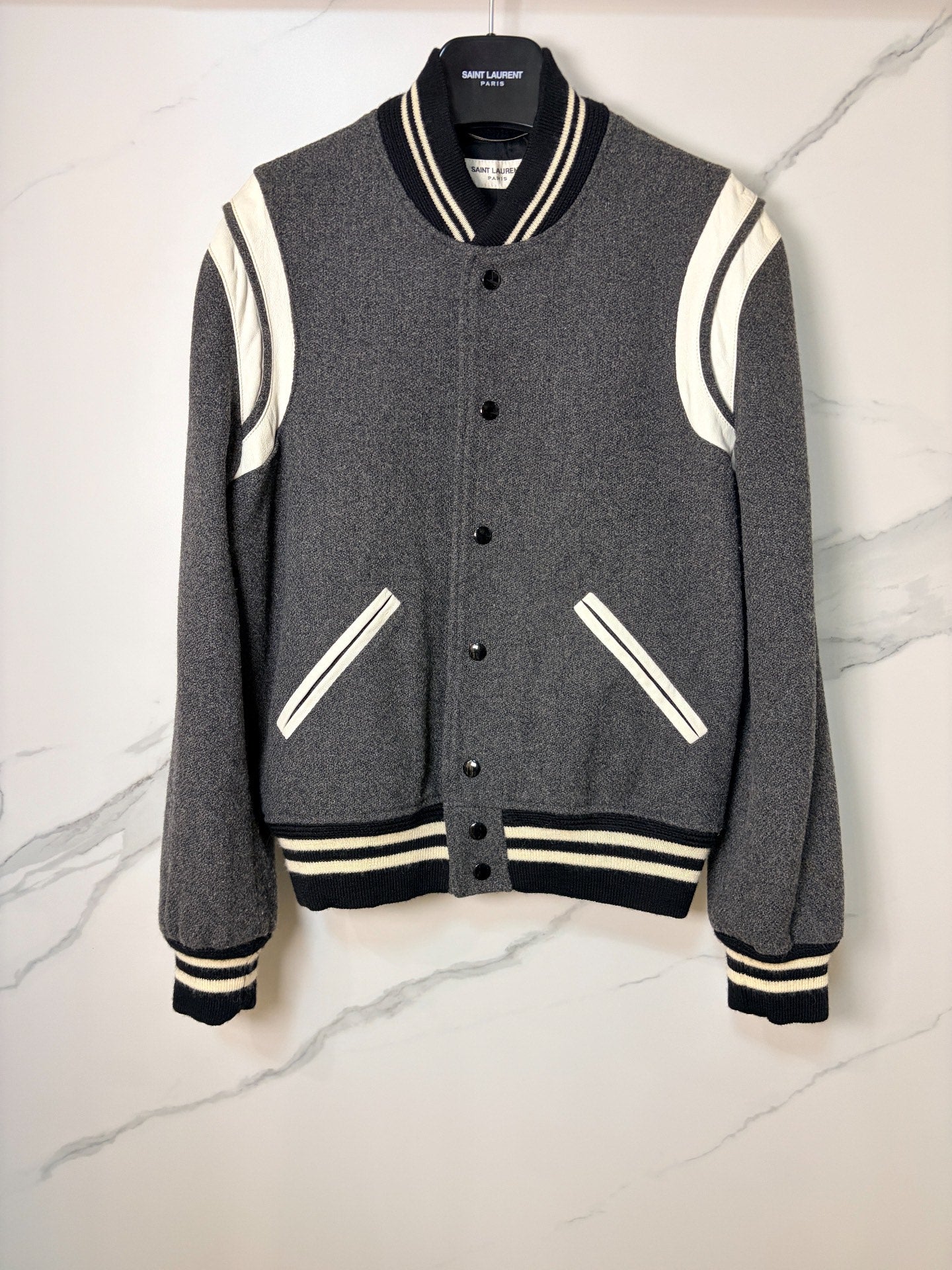 Saint Laurent Gray Varsity Jacket