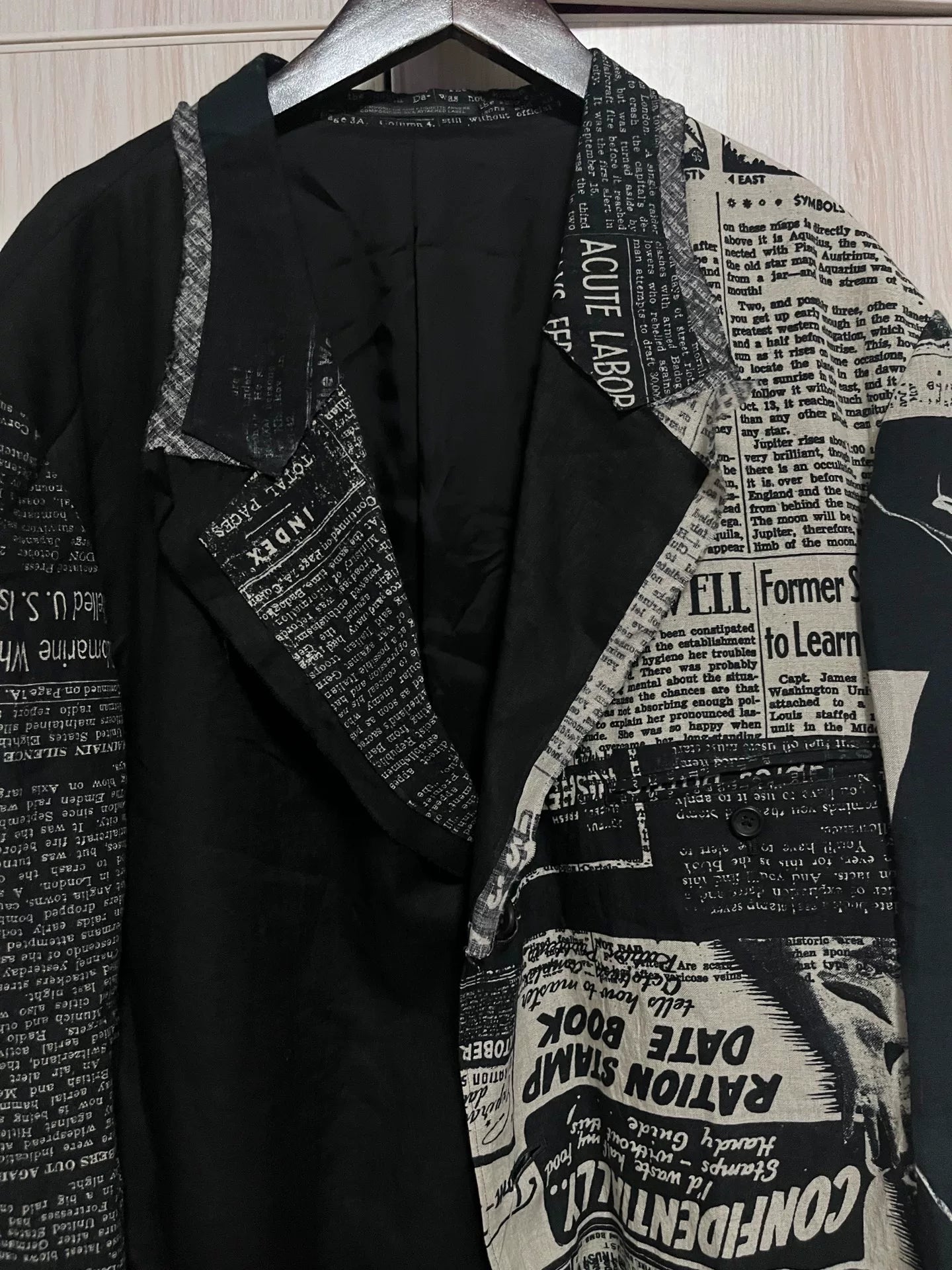 Yohji Yamamoto Newspaper Print Jacket