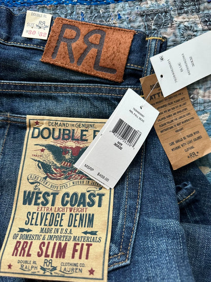rrl slim fit distressed denim jeans