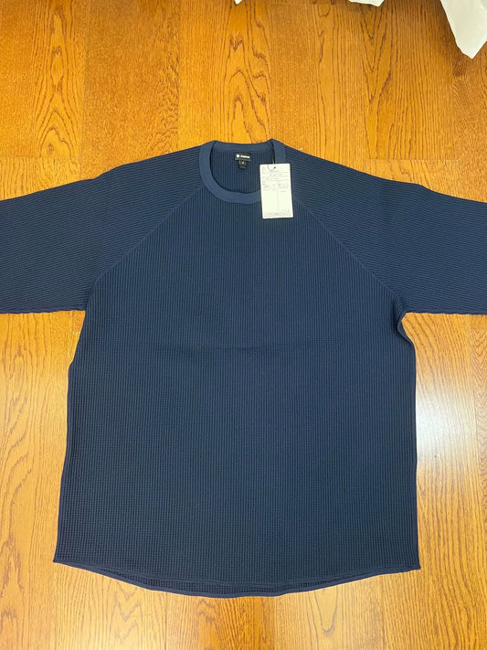 navy blue short sleeve waffled tee