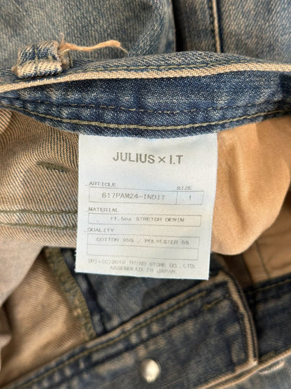 Julius_7 Double Knee Distressed Washed Jeans