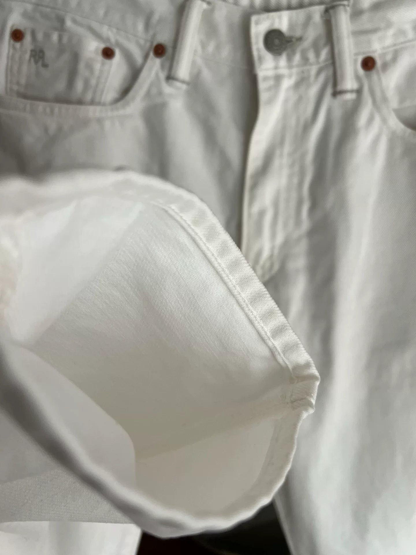 RRL Double RL White Denim Slim Fit Pants