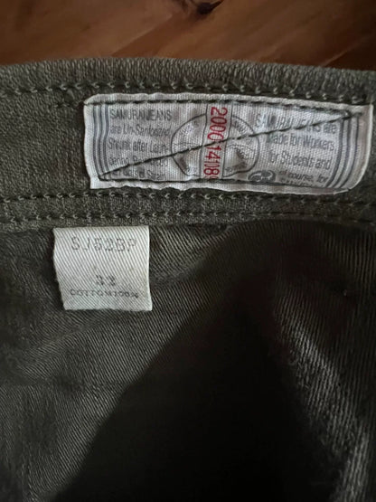 green cargo work pants with thick fabric