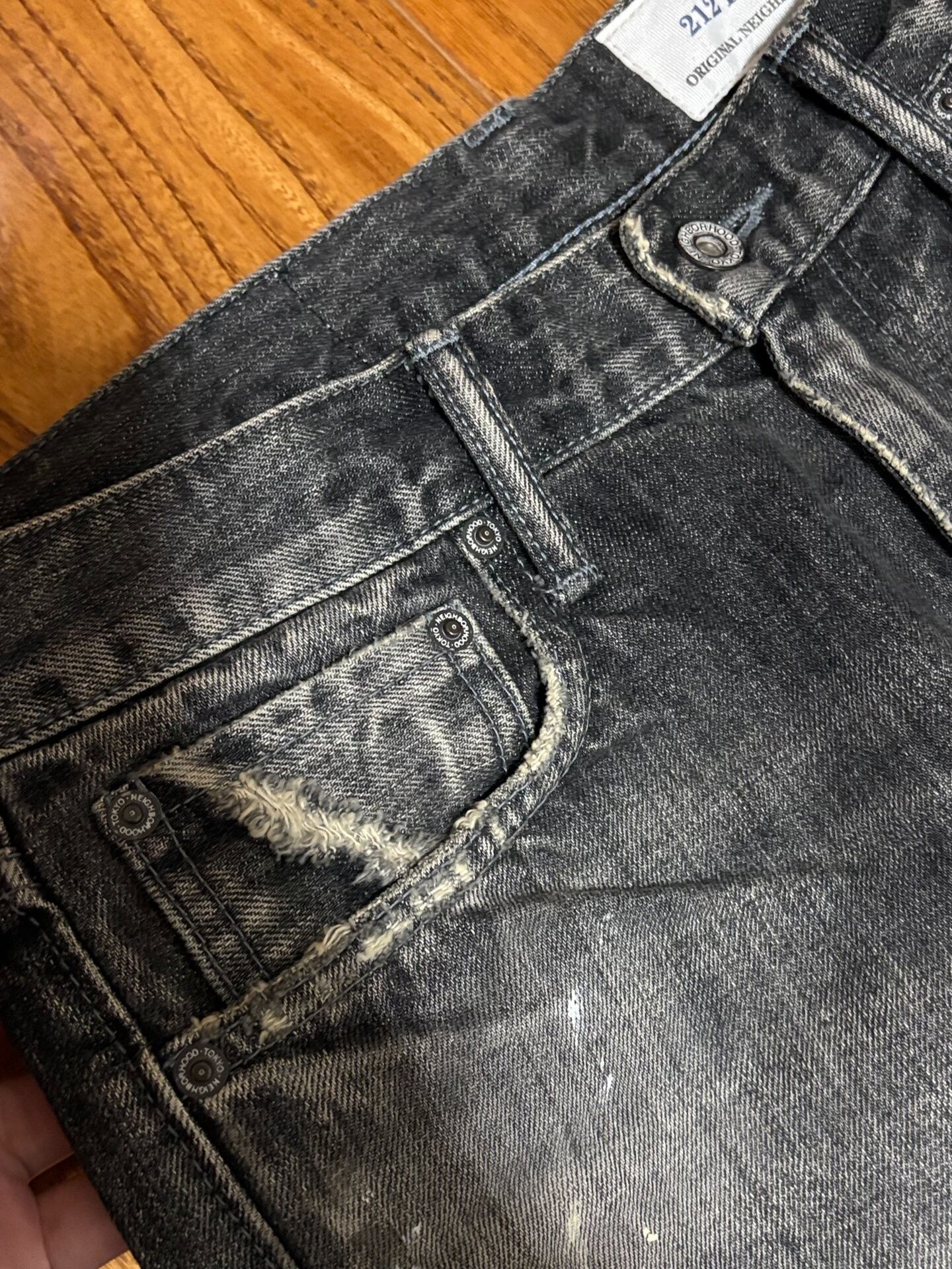 neighborhood scratch savage denim pants