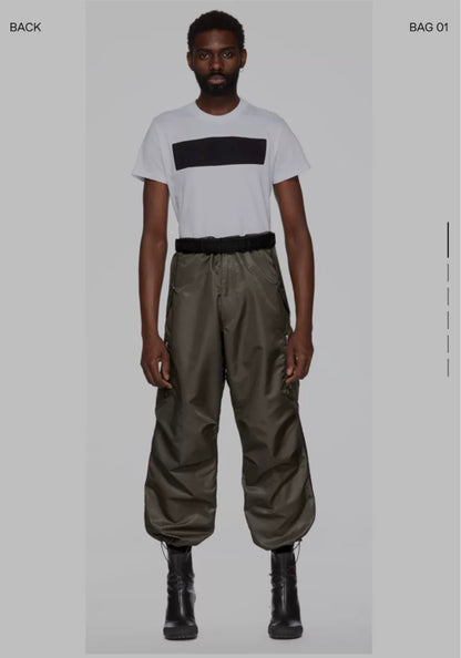 drawstring tactical cargo pants in army green