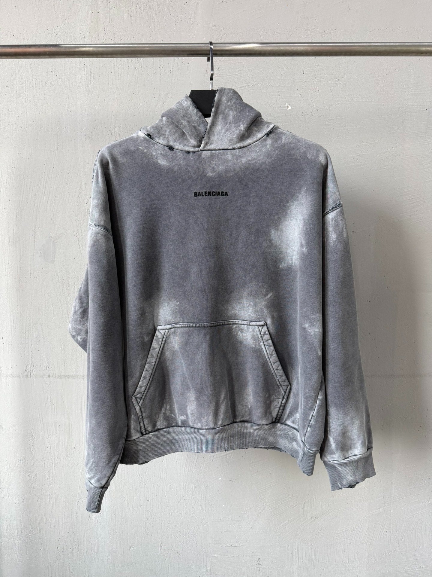 Balenciaga Gray Tie-Dye Logo Hoodie