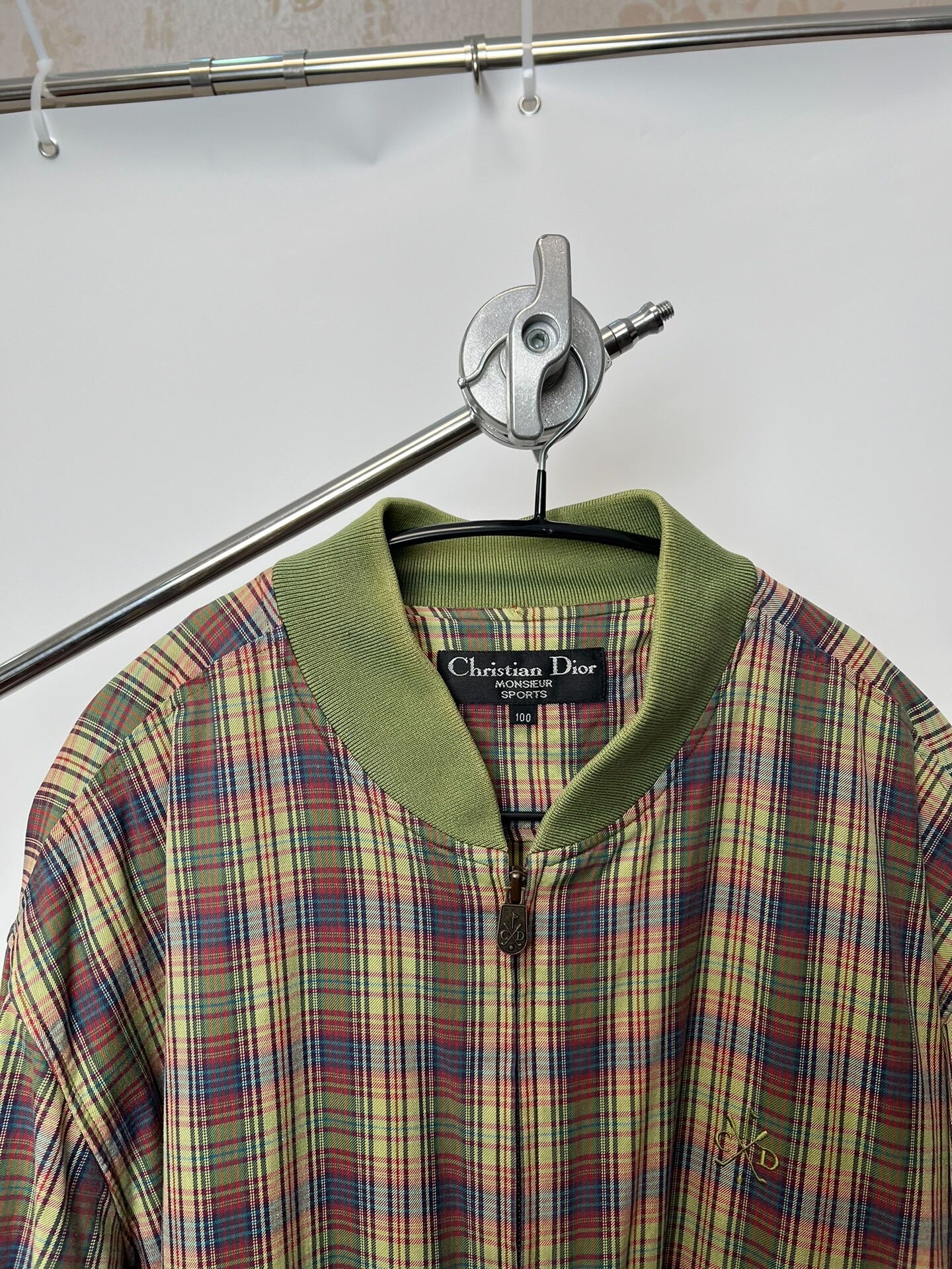 Christian Dior Green Plaid Zip Jacket
