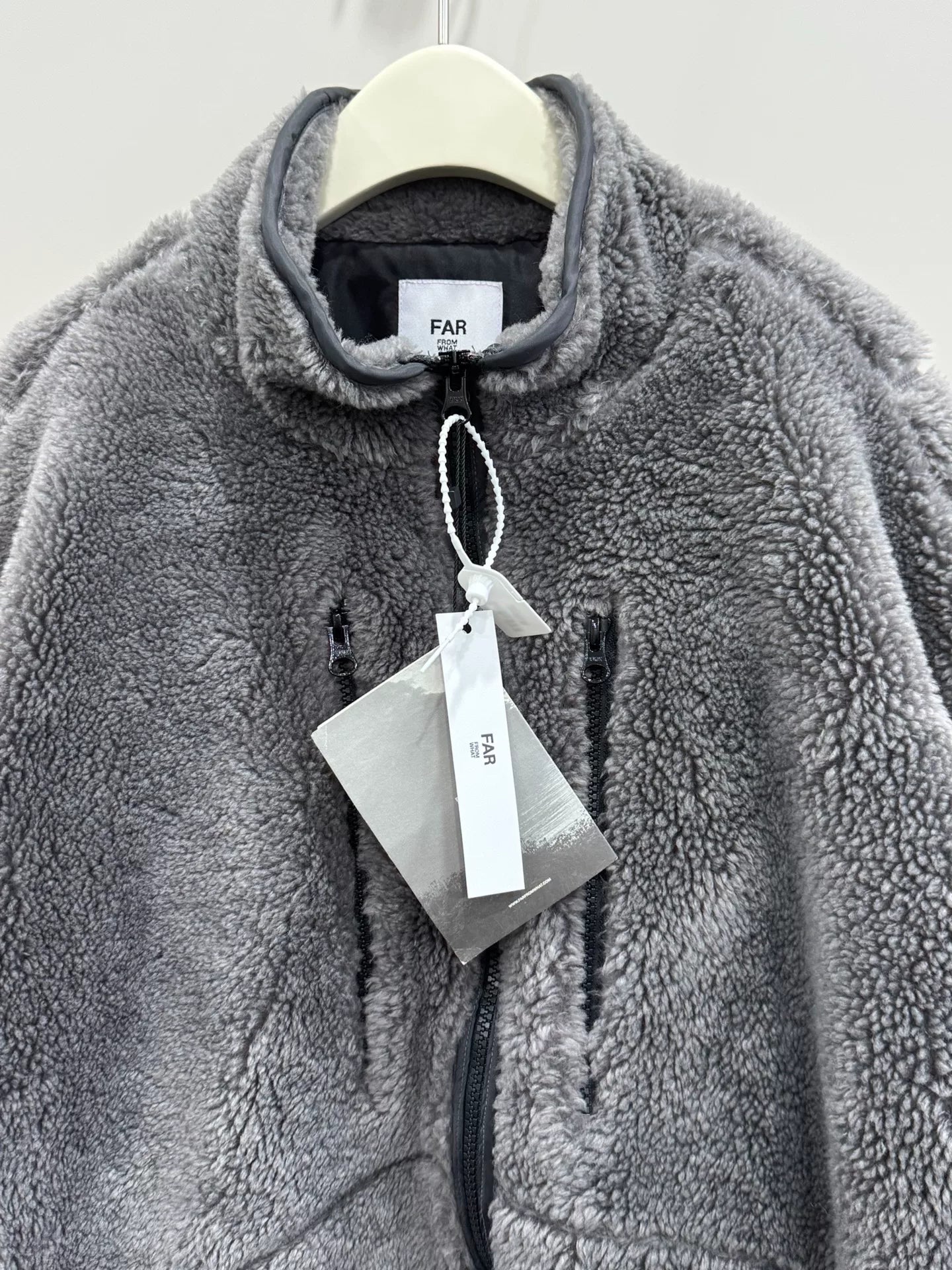 gray fleece zip-up jacket size M