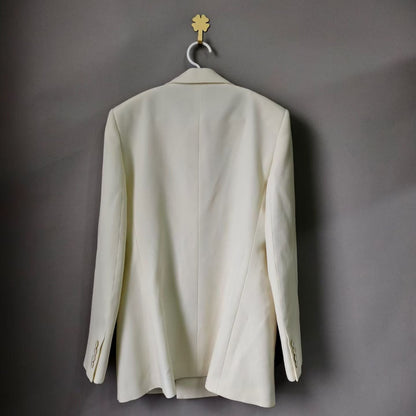 Saint Laurent White Double-Breasted Blazer