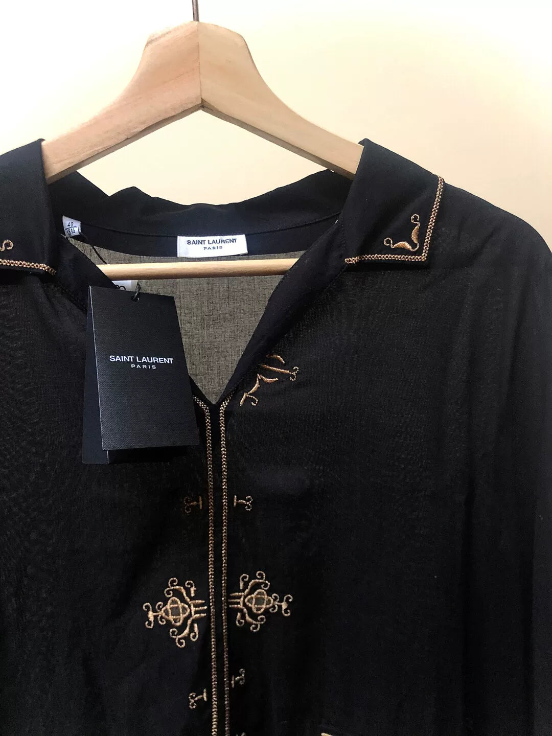 Saint Laurent Black Gold Embroidery Shirt