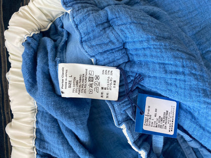 premium sashiko linen shorts in sky blue