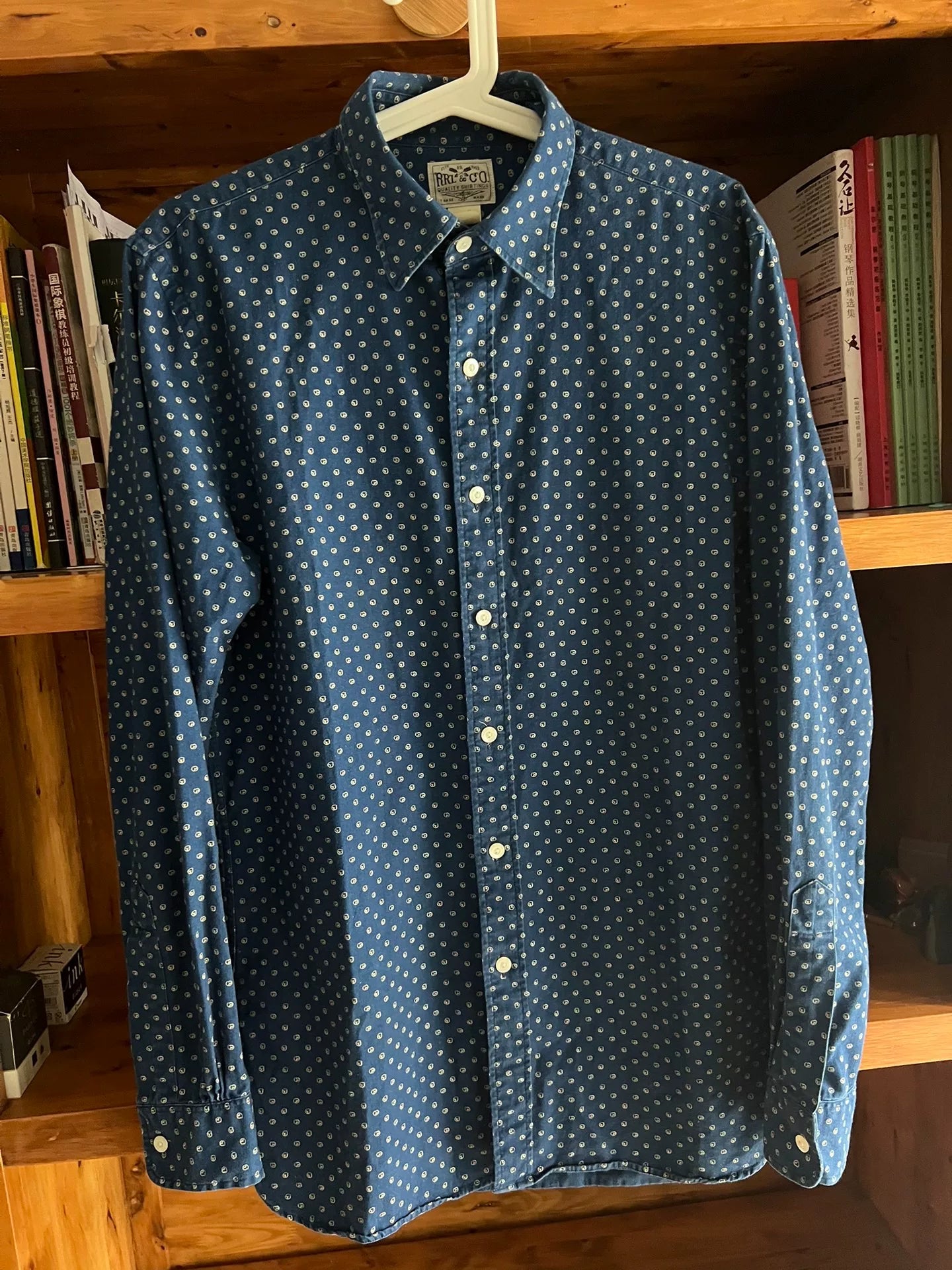 stunning blue dye RRL button-up shirt