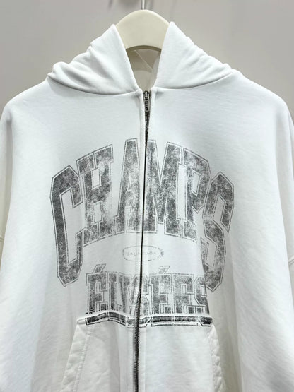 balenciaga logo zip-up hoodie in size m
