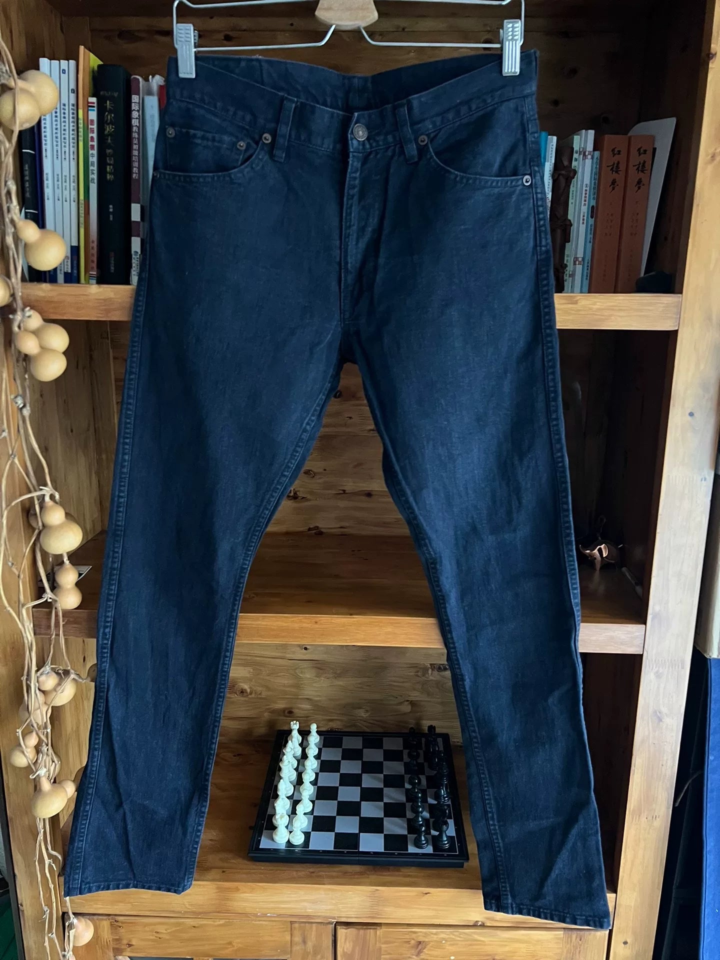 visvim fluxus navy cotton-linen pants