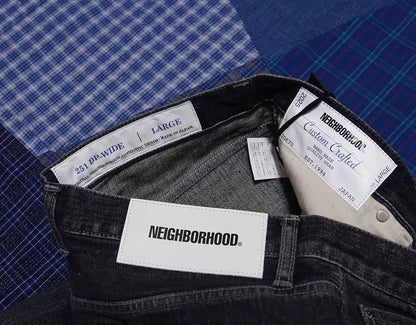 neighborhood washed denim wide pants