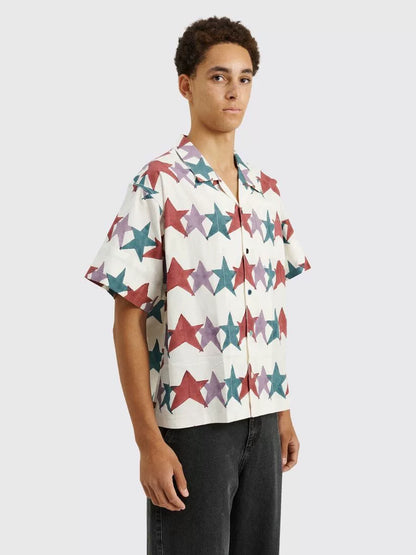 star block print short sleeve shirt