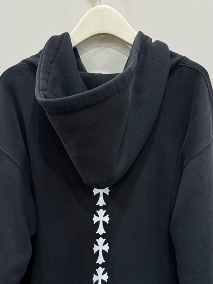 Chrome Hearts Black Zipper Hoodie with Cross Design