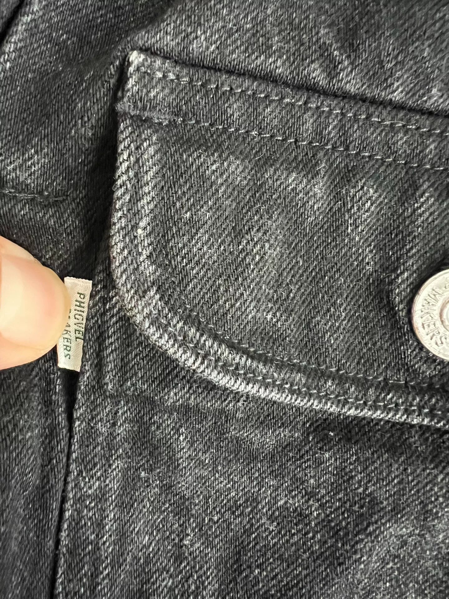 classic denim jacket with leather label