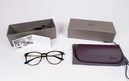 brioni round frame tortoiseshell glasses