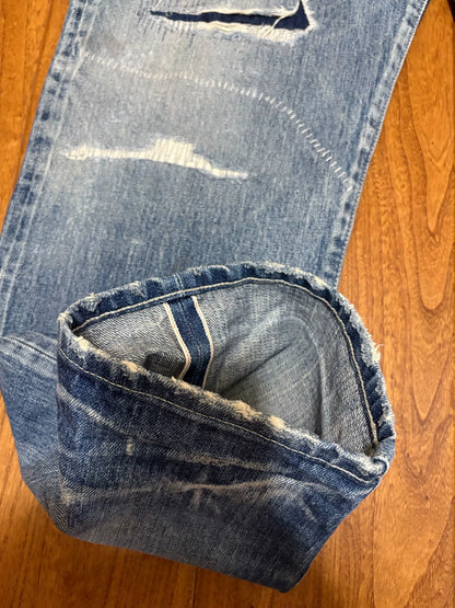 neighborhood scratch savage distressed denim pants