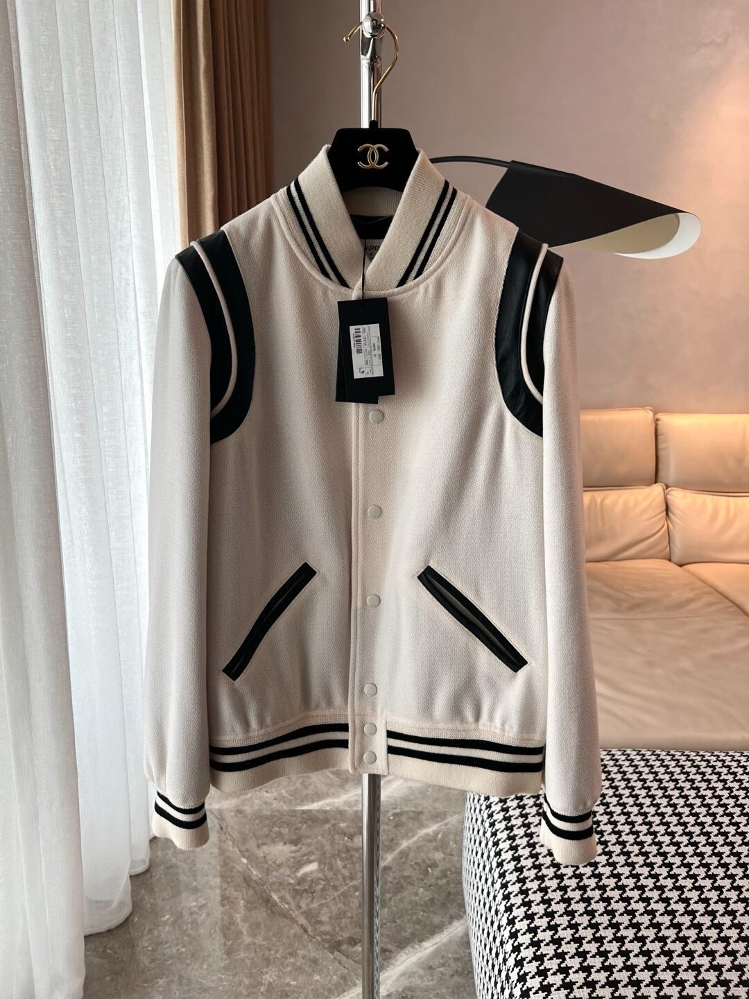 YSL Classic White Varsity Jacket