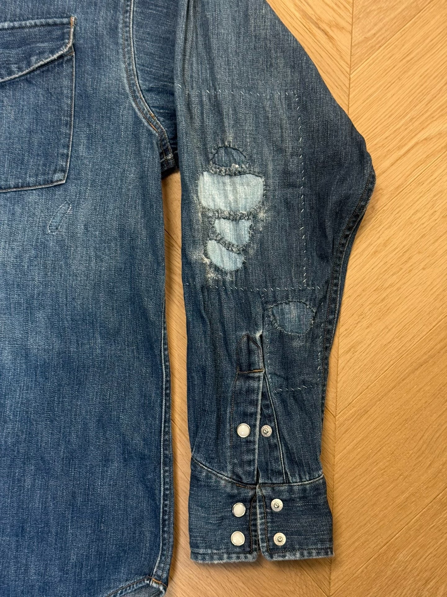 Old Joe Distressed Washed Denim Shirt