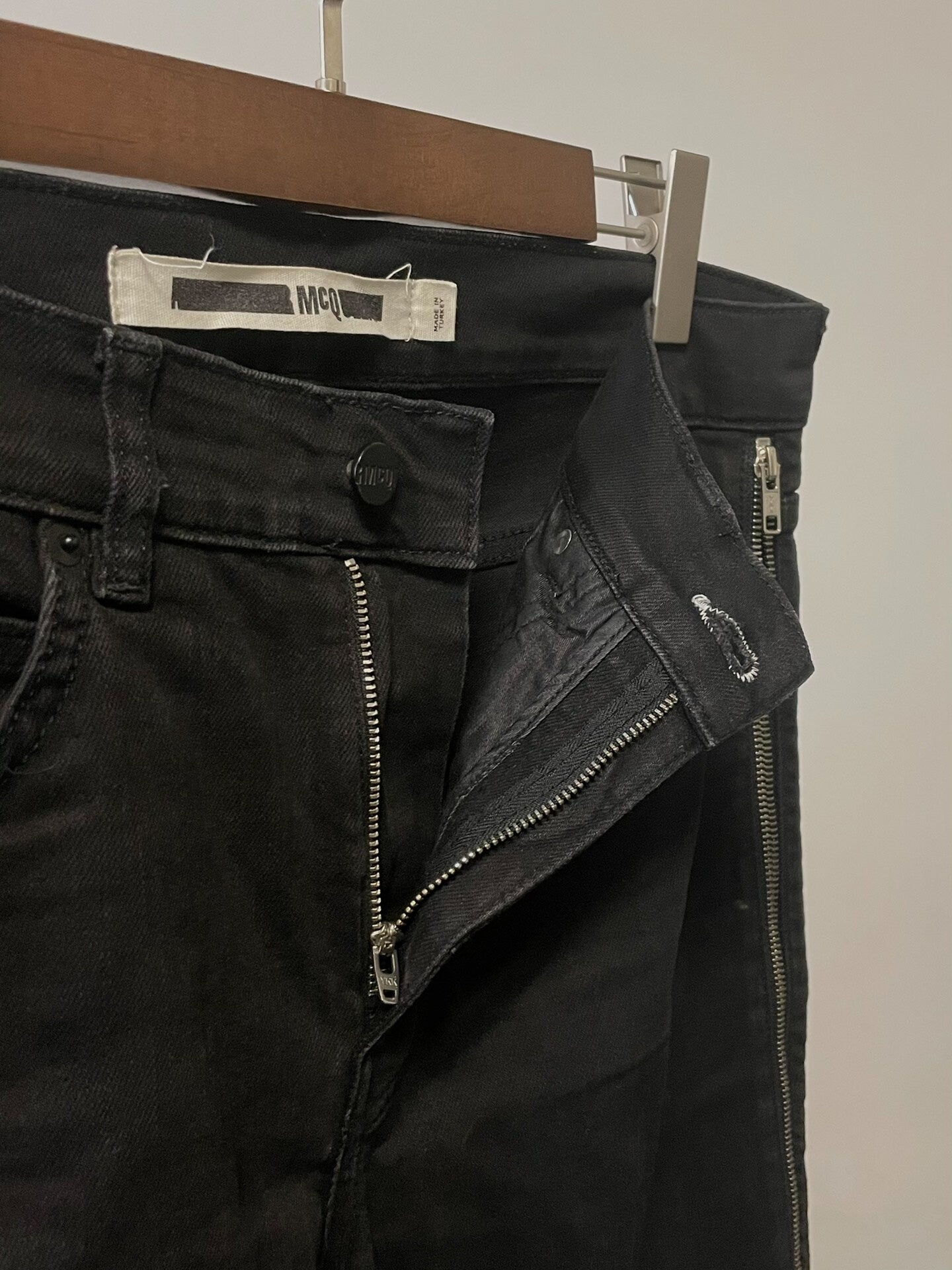 alexander mcqueen black side zip jeans