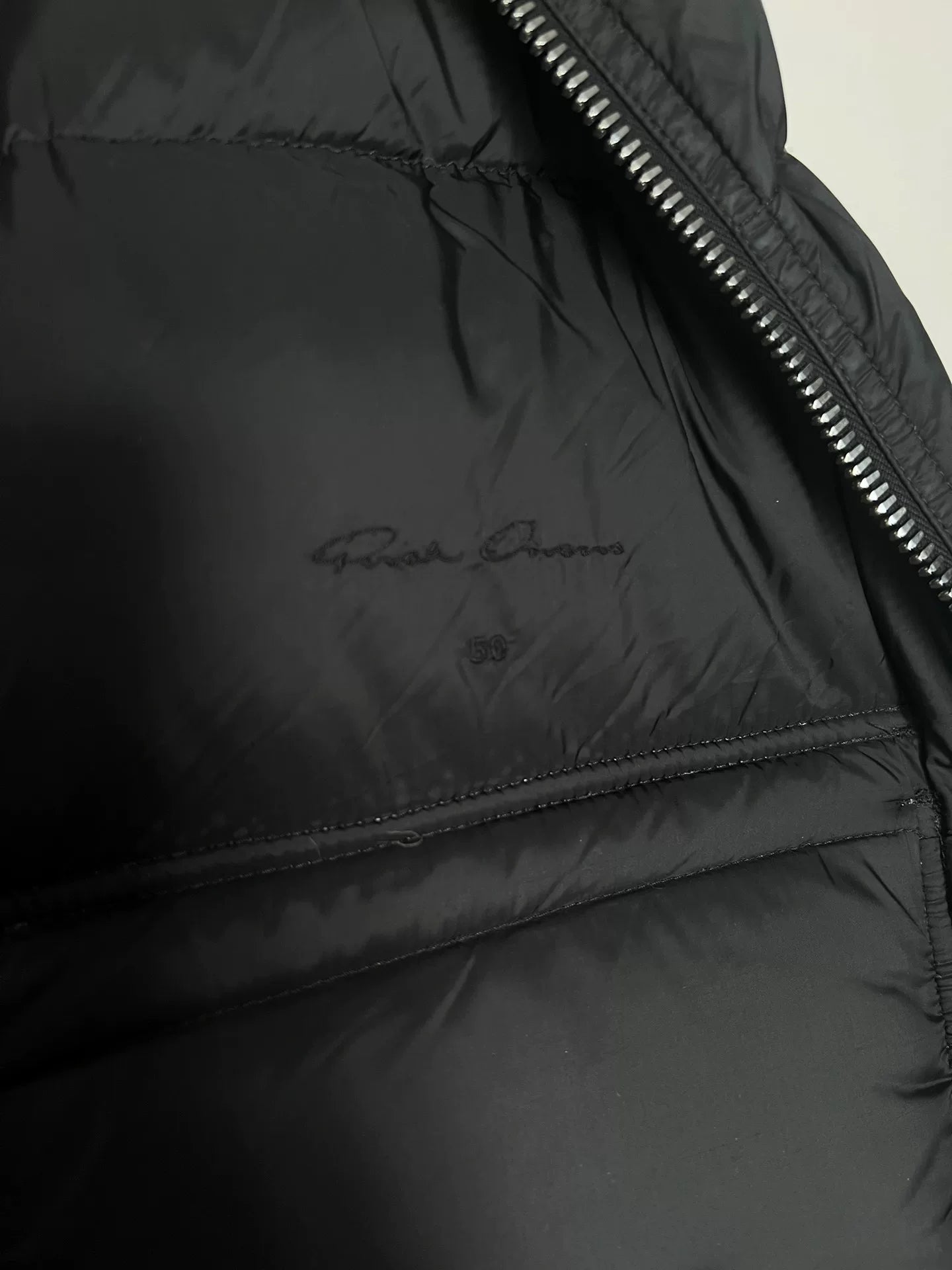 black puffer vest by Rick Owens