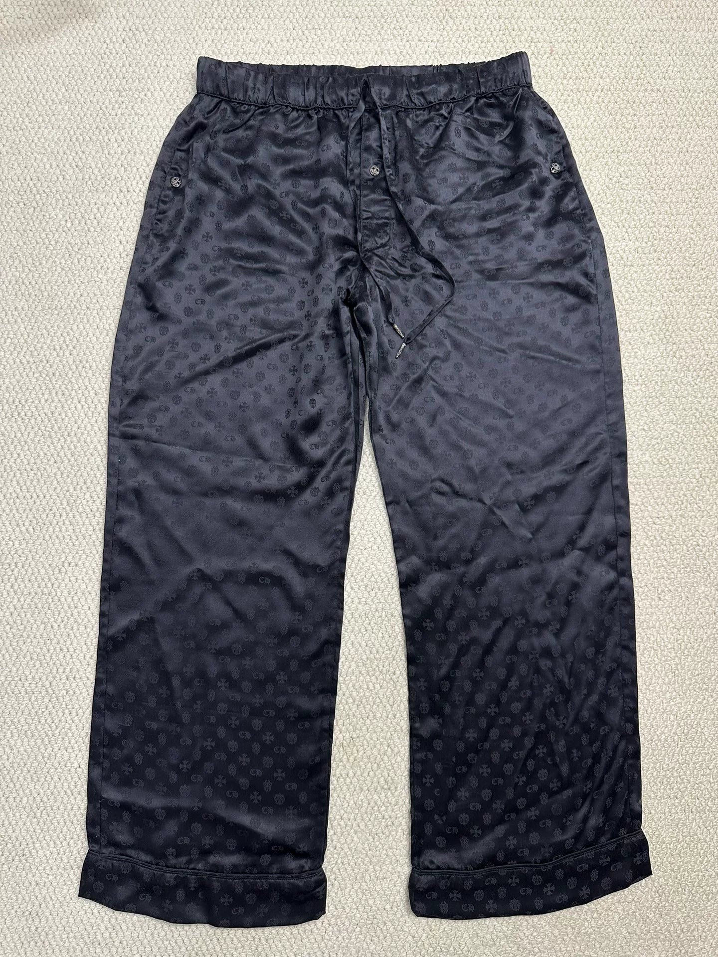 Chrome Hearts Black Silk Sleep Pants XL