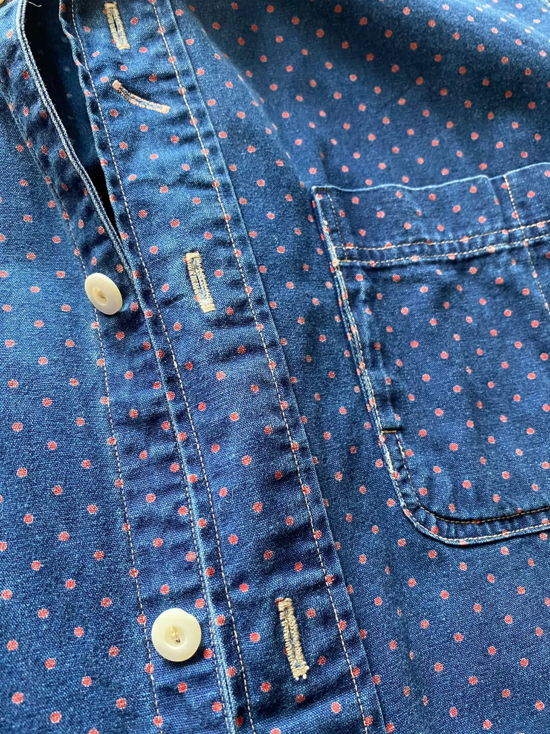 vintage rrl blue dyed button-up shirt