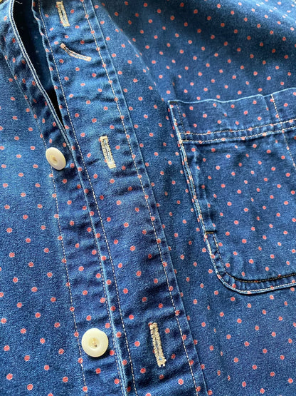 vintage rrl blue dyed button-up shirt