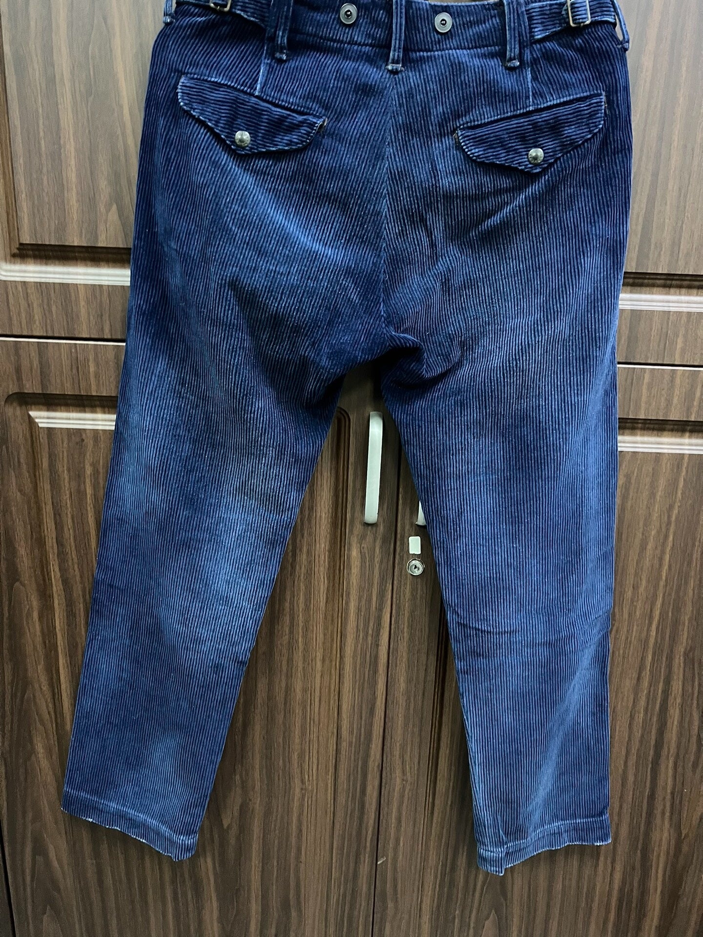 RRL Blue Dyed Corduroy Pants with Patches