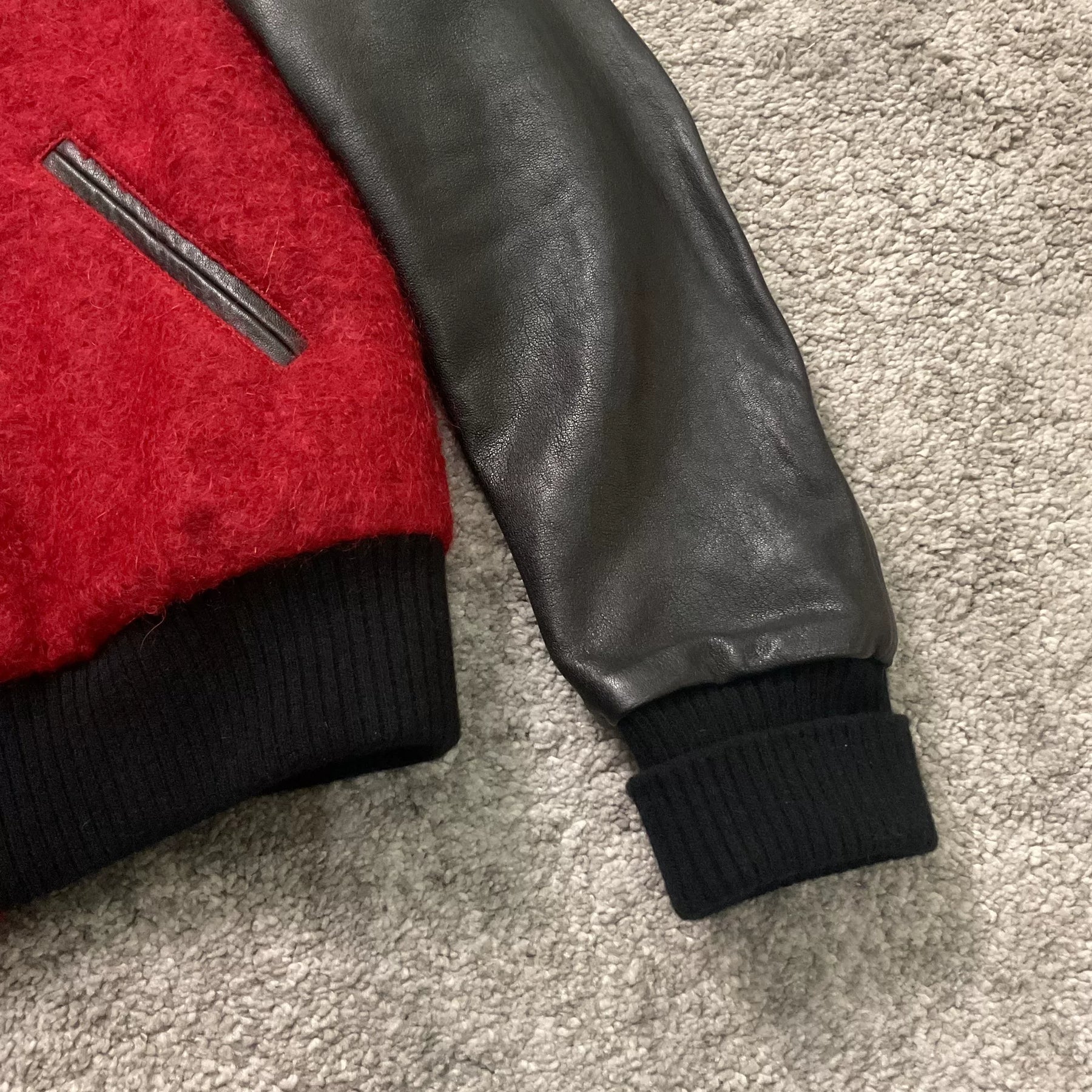 Saint Laurent Leather Sleeve Varsity Jacket