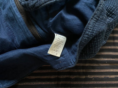 indigo sashiko light zip up outdoor jacket