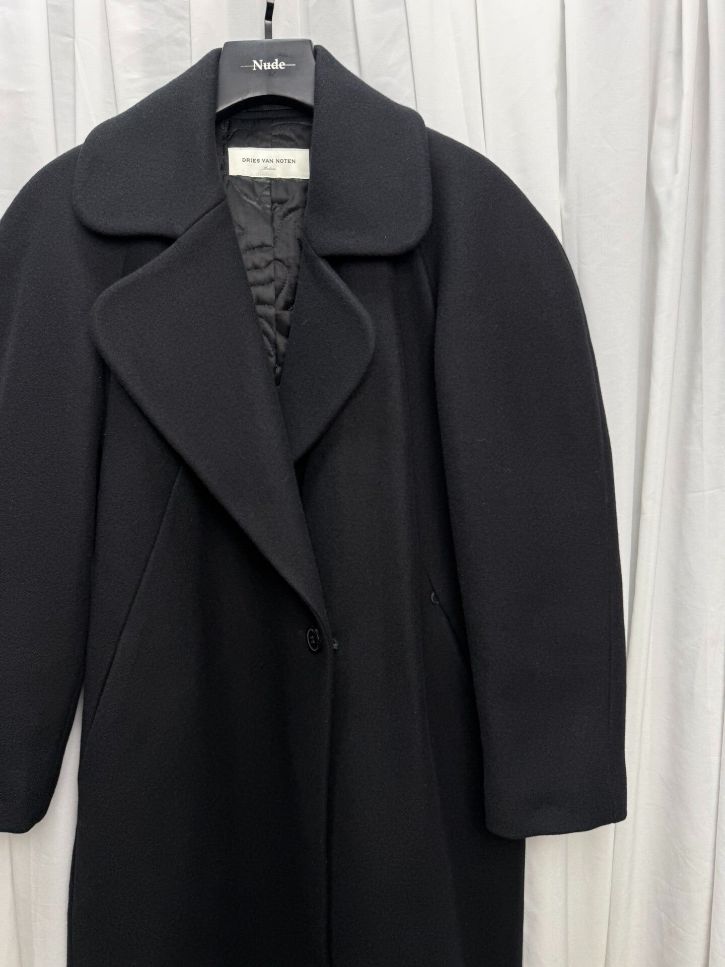 Dries van Noten Round Shoulder Wool Coat