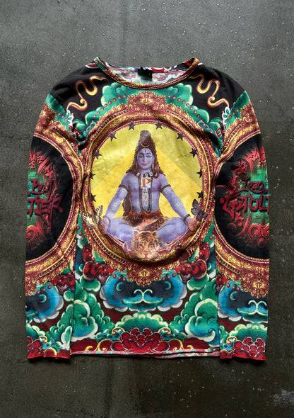 jean paul gaultier buddha print long sleeve shirt
