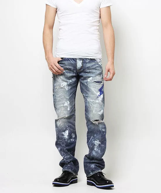Vanquish Fragment Lightning Splatter Distressed Jeans