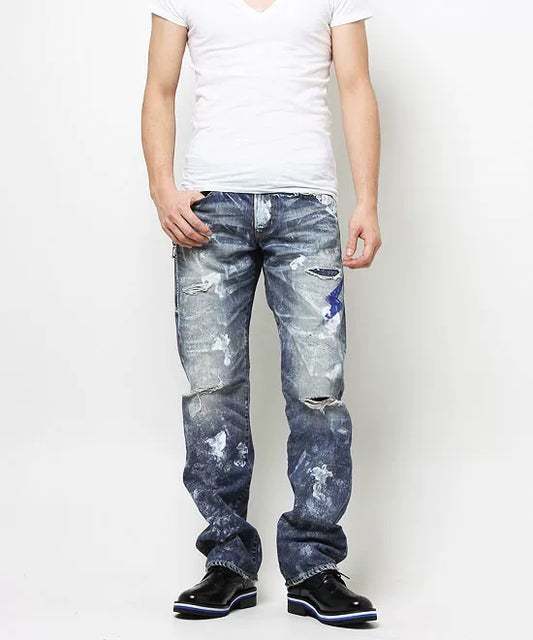 Vanquish Fragment Lightning Splatter Distressed Jeans