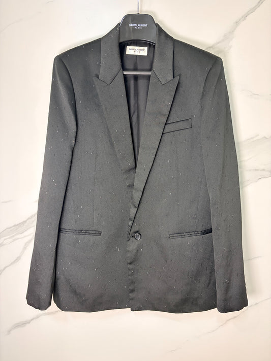 Saint Laurent Wool Speckled Black Blazer