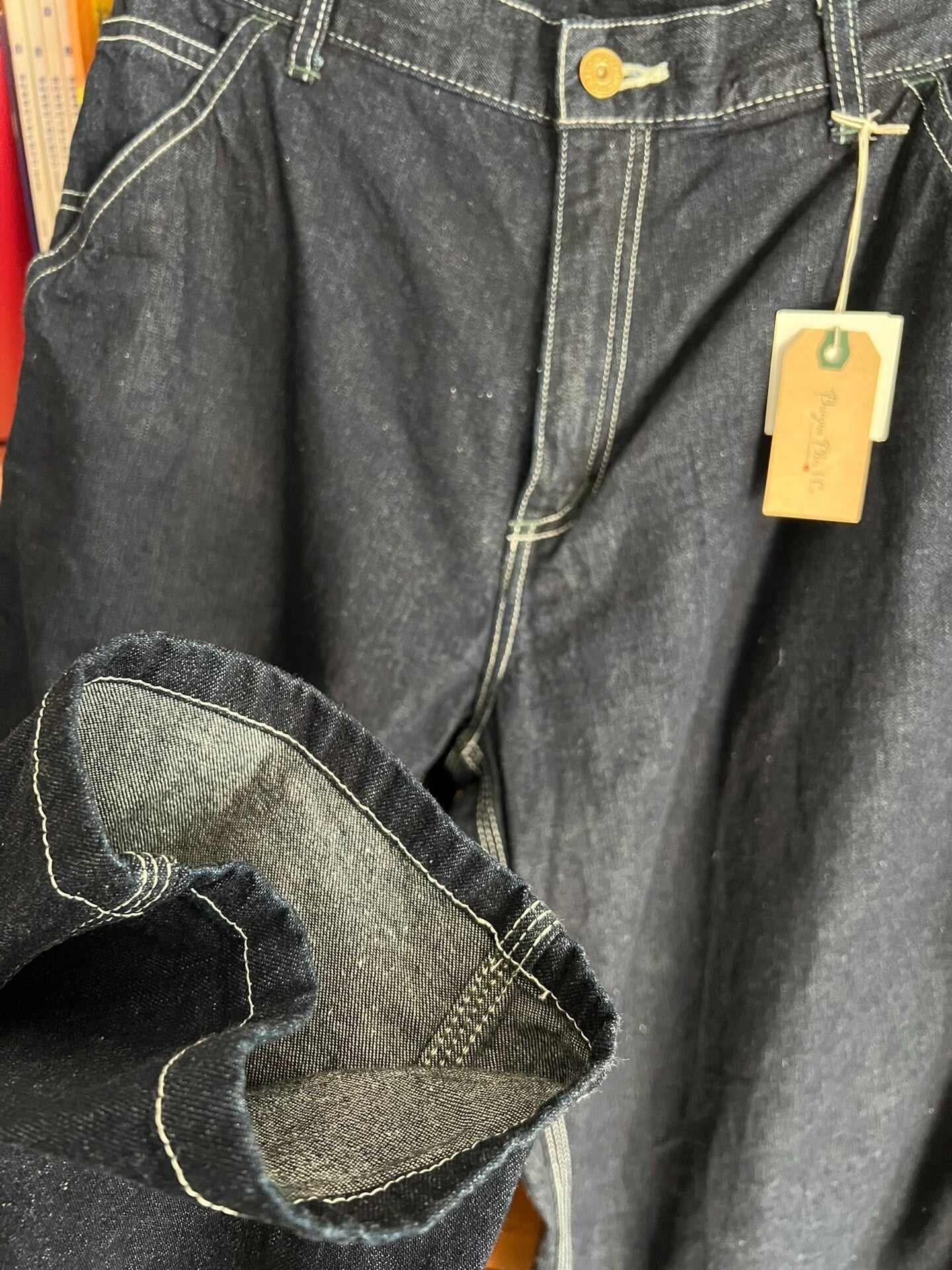 indigo painter pants with tag