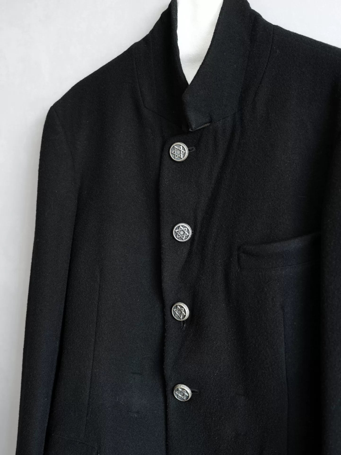 yohji yamamoto black jacket with silver buttons