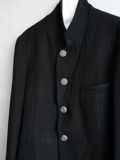 yohji yamamoto black jacket with silver buttons
