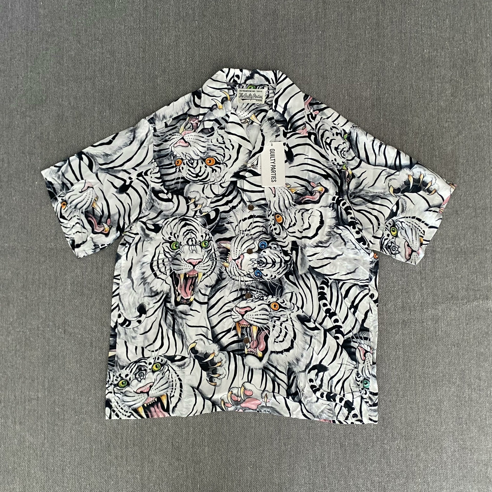 Wacko Maria White Tiger Hawaiian Shirt