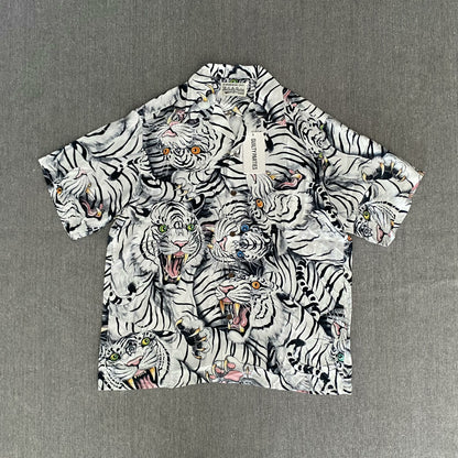 Wacko Maria White Tiger Hawaiian Shirt