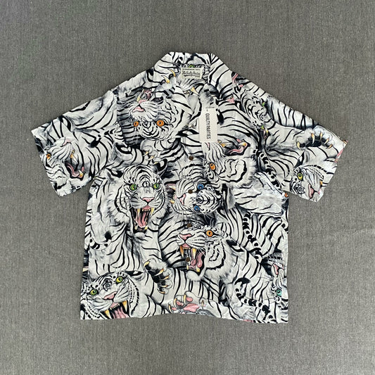 Wacko Maria White Tiger Hawaiian Shirt