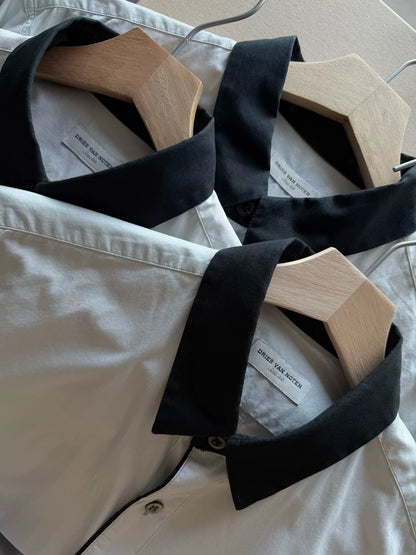 dries van noten black and gray shirt