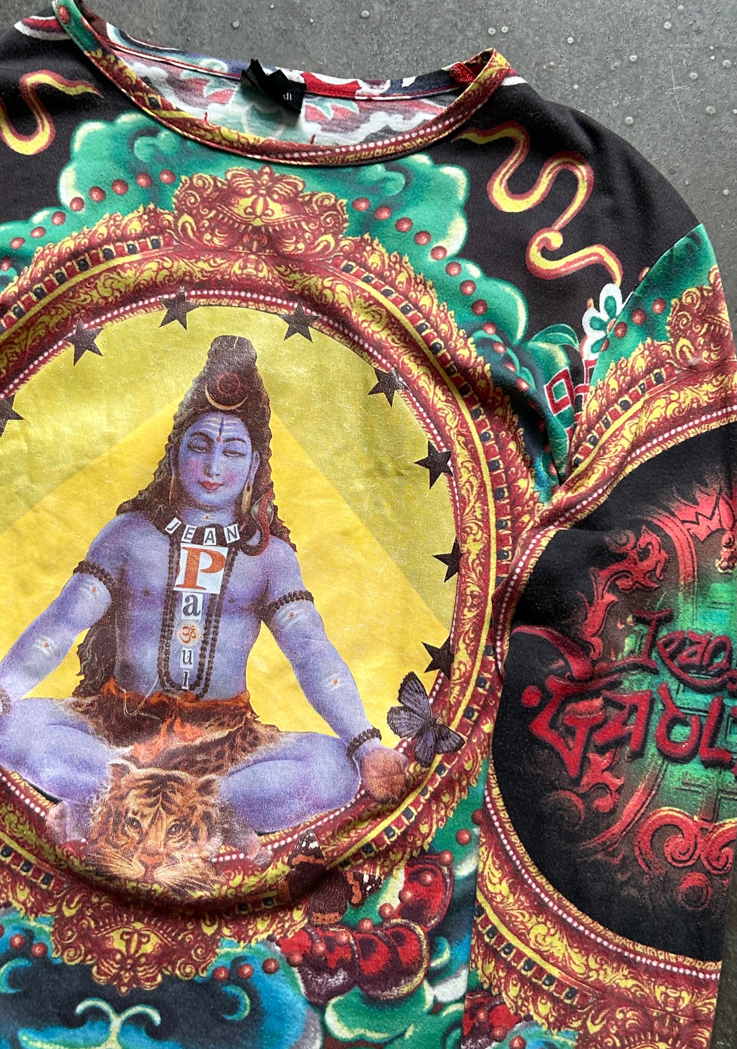 jean paul gaultier buddha print long sleeve shirt